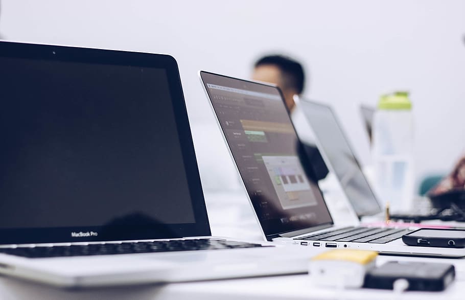 laptop, computer, apple, macbook, room, modern, technology HD wallpaper