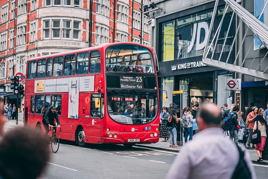 red double-decker bus, city, transportation, street, architecture HD wallpaper