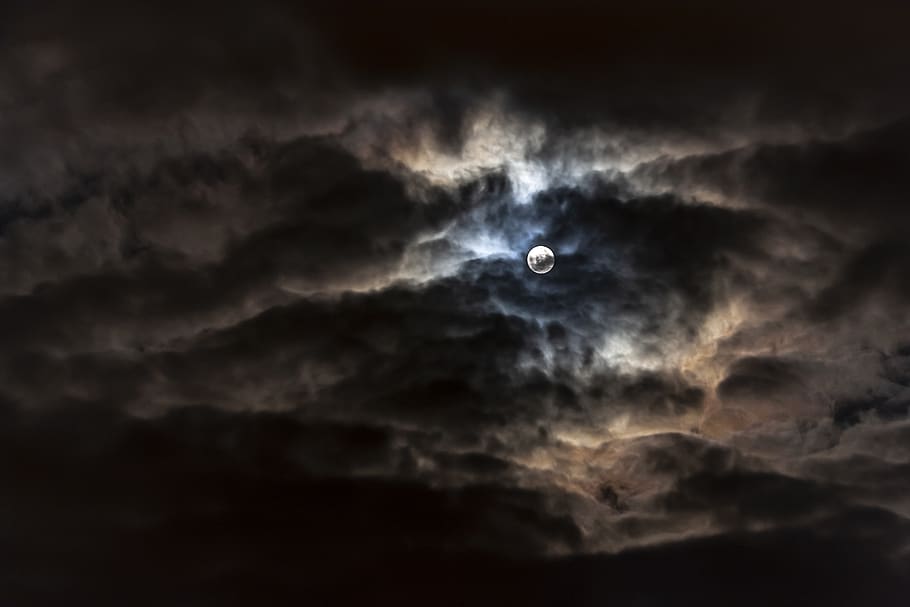 full moon covered with clouds, cloud - sky, night, space, no people HD wallpaper