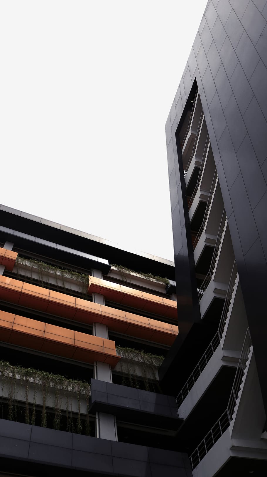 low-angle view of building, office building, staircase, home decor HD wallpaper