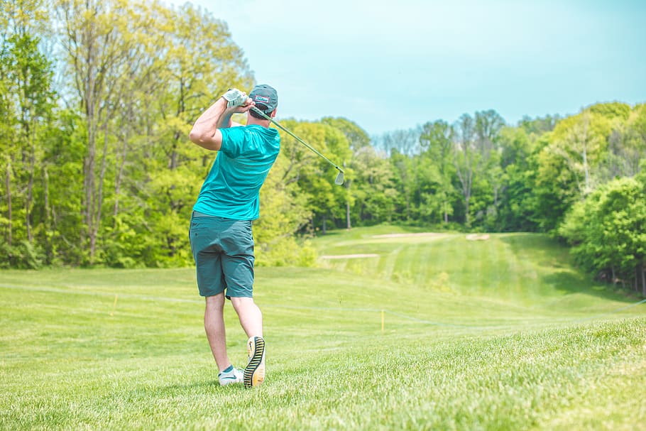 man playing golf, human, person, people, sport, sports, swing HD wallpaper