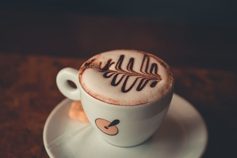 Cup of Capuccino, art, breakfast, caffeine, ceramic, chocolate HD wallpaper