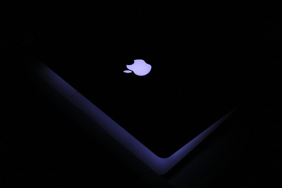 Apple logo, heart shape, love, positive emotion, black background HD wallpaper