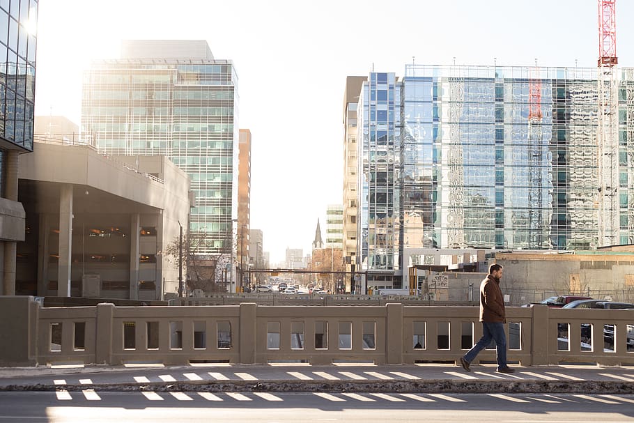 male, dude, guy, walking, working, canada, metro, glass, skyscraper HD wallpaper