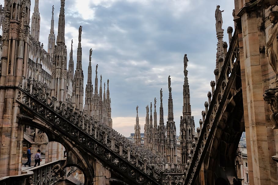 architecture, steeple, building, tower, spire, human, person HD wallpaper