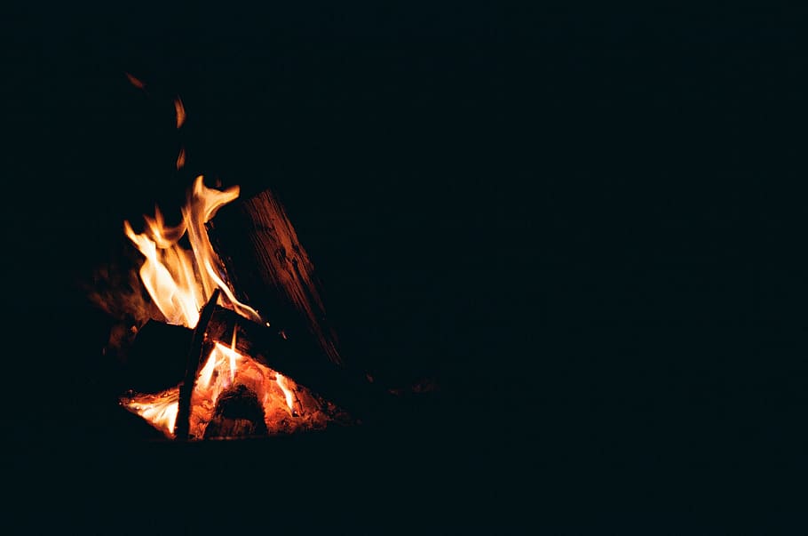 fire, bonfire, camping, dark, night, flames, burning, fire - natural phenomenon HD wallpaper
