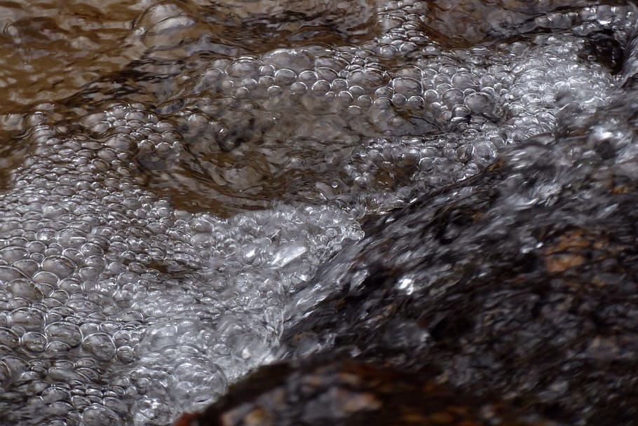 creek, bubbles, water, river, no people, close-up, full frame HD wallpaper