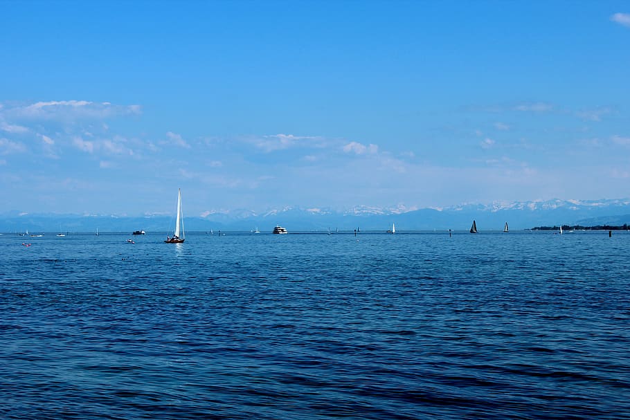 lake constance, water, sea, waterfront, sky, nautical vessel HD wallpaper