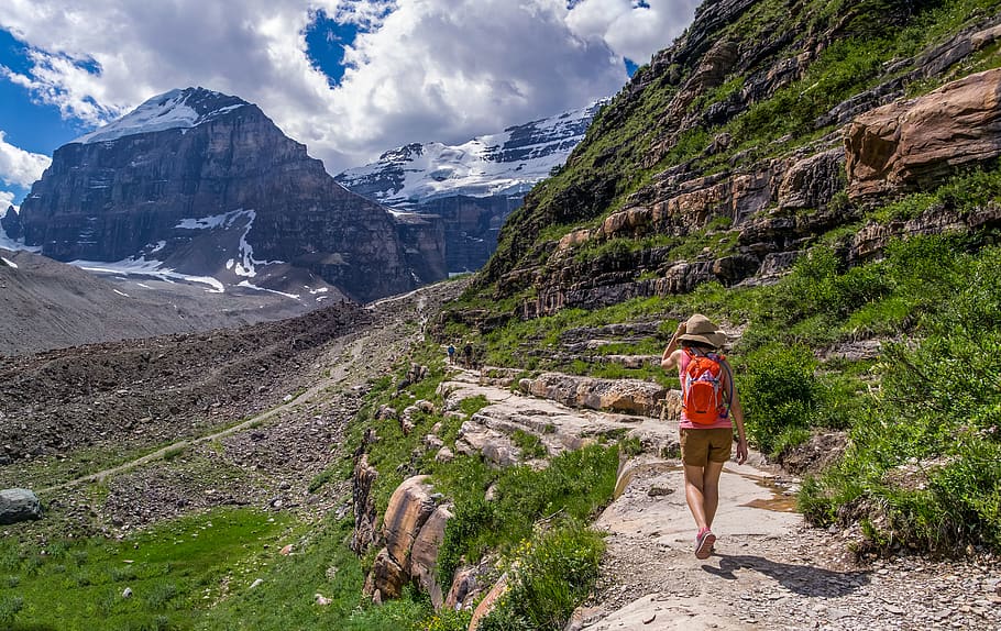 canada, lake louise, plain of six glaciers teahouse, trail, HD wallpaper