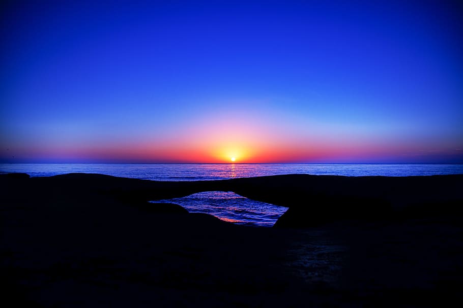 nature, sunset, california, san diego, beach, ocean, colores, HD wallpaper