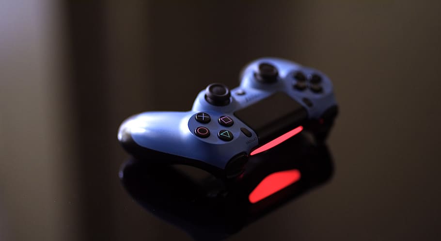HD wallpaper: Blue Sony Ps4 Controller on Black Surface, action, Analogue,  blur | Wallpaper Flare