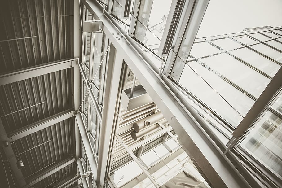 building, architecture, window, skylight, staircase, banister HD wallpaper