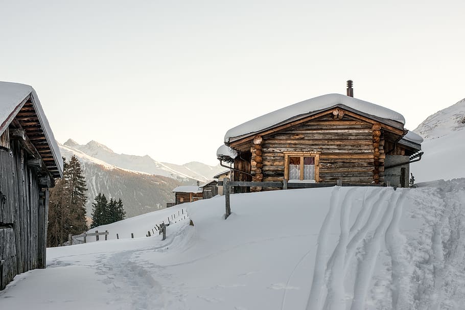 snow covered house under white cloudy sky during daytime photo, HD wallpaper