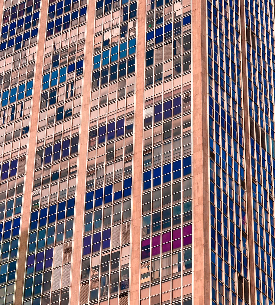 Low-angle Photography of Beige and Blue Building, architectural design HD wallpaper