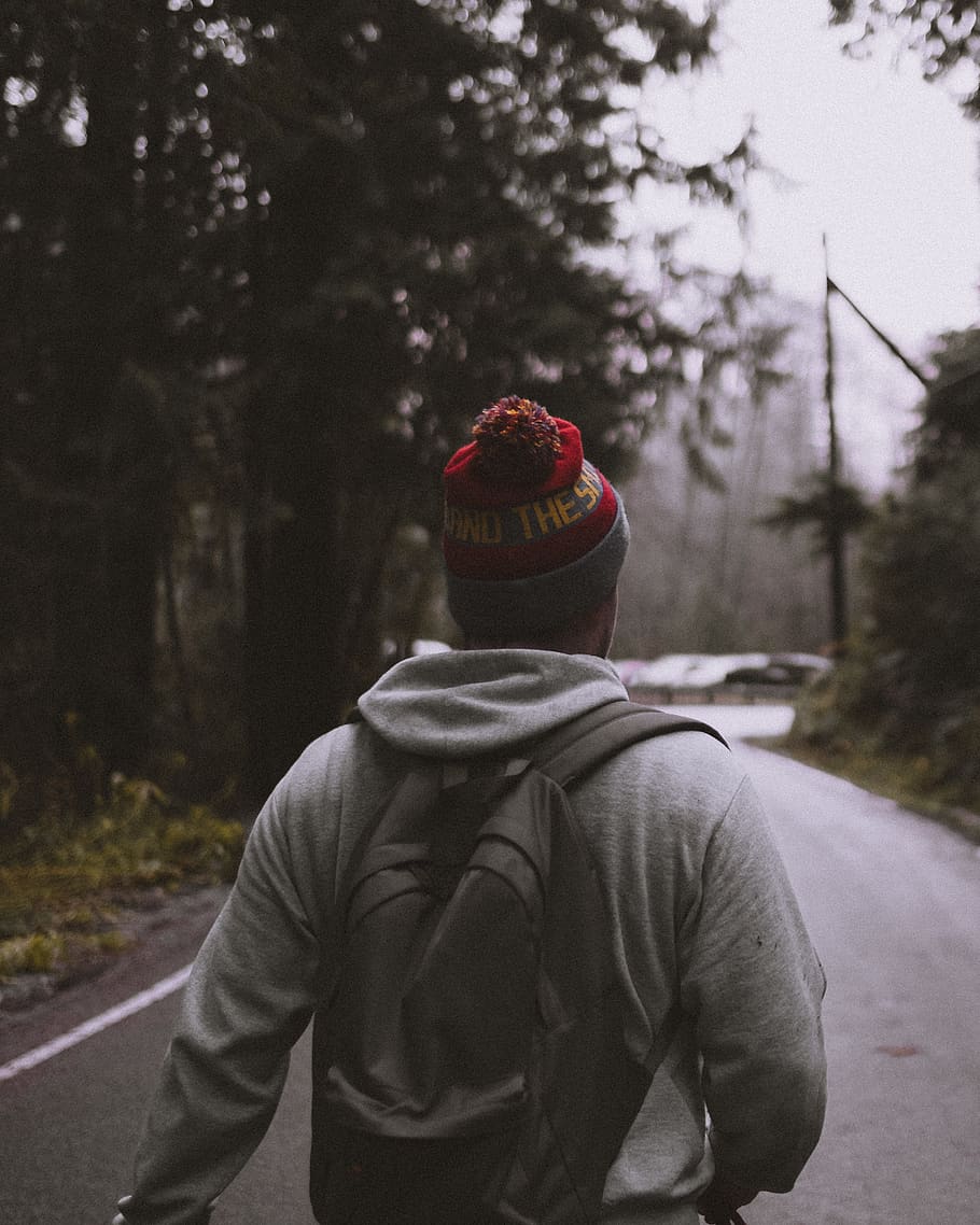 man standing on gray road, clothing, apparel, hat, person, human HD wallpaper
