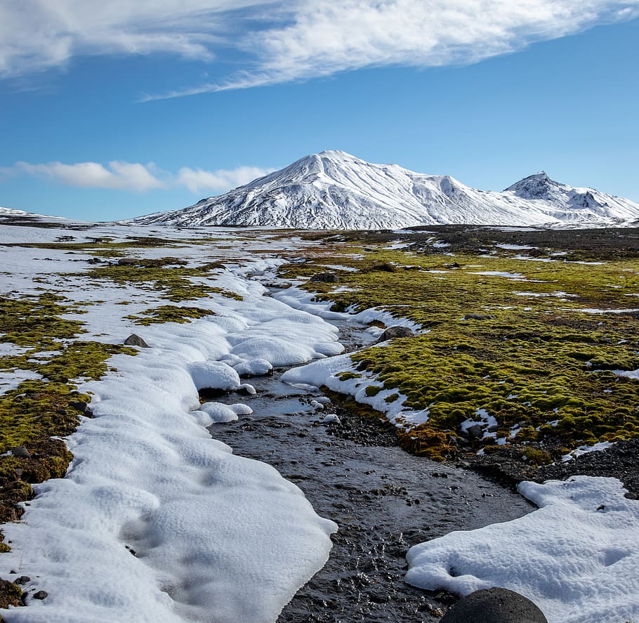 White Snow on Field, clouds, cold, daylight, frosty, frozen, glacier HD wallpaper