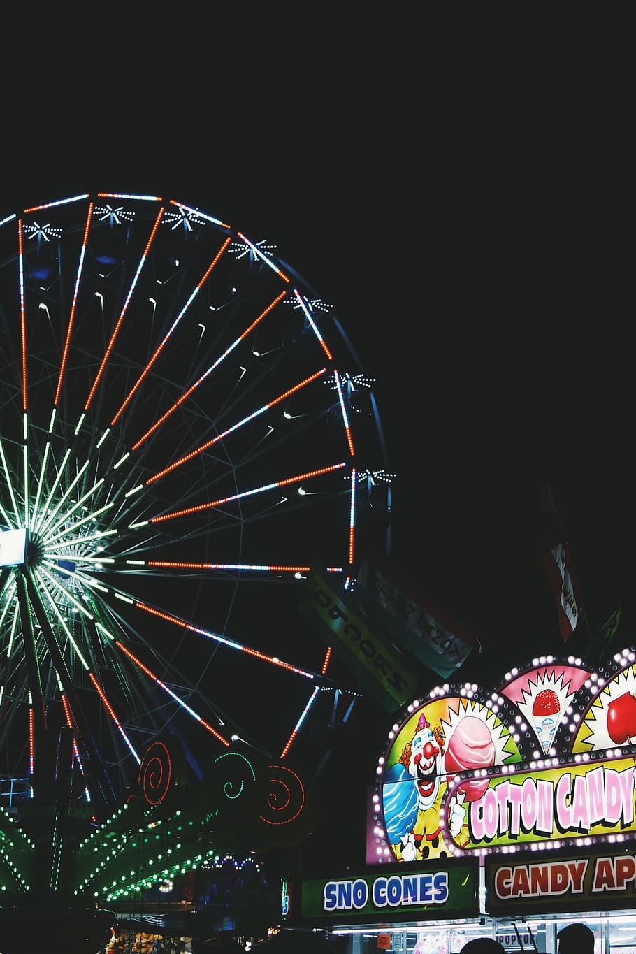 Ferris wheel, amusement park, leisure activities, night, fireworks HD wallpaper