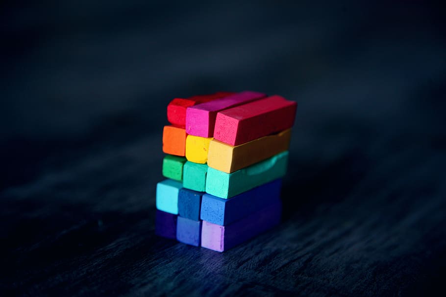 Pile of Assorted-color Hair Chalk, bricks, chalks, close-up, colorful HD wallpaper
