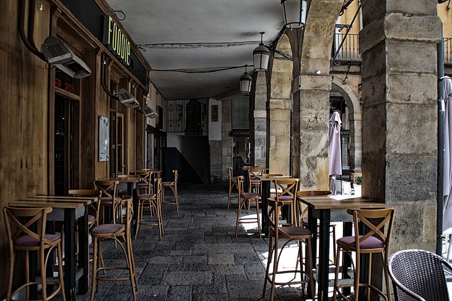 spain, león, pub, square, terrace, chair, seat, architecture HD wallpaper