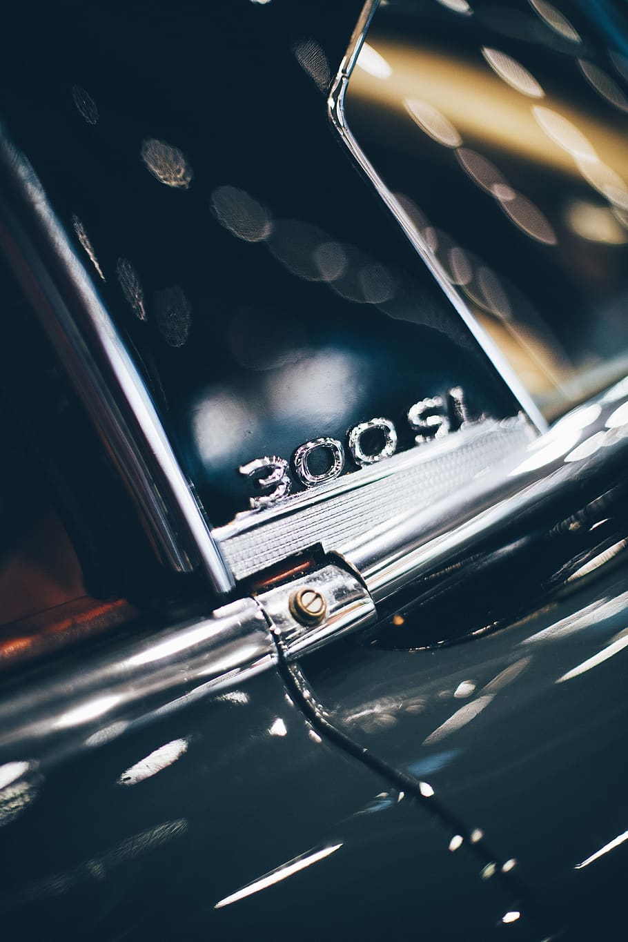 300 sl, auto, automobile, blur, car, car body, chrome, chromed, HD wallpaper