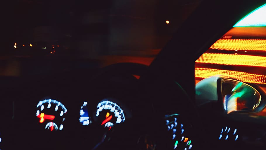 car, night, drive, highway, lights, yellow, dark, fast, blurry HD wallpaper