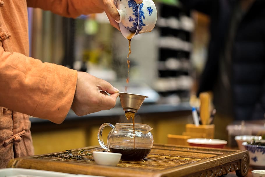 person pouring tea, human, coffee cup, pottery, saucer, beverage HD wallpaper