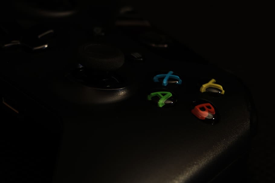 xbox controler, indoors, toy, black background, close-up, no people HD wallpaper