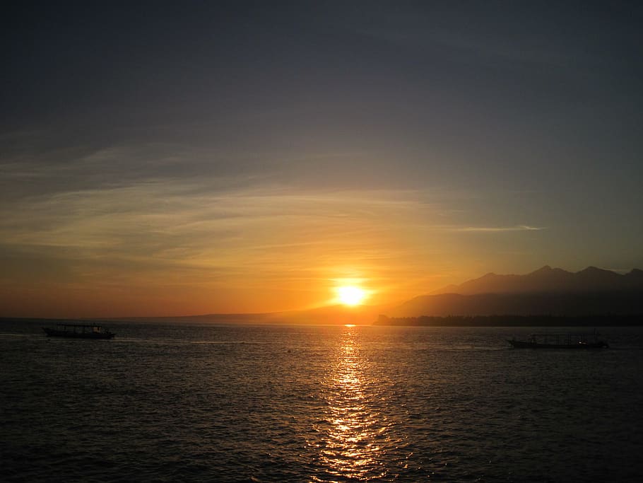 indonesia, gili air, sunset, water, sky, sea, scenics - nature, HD wallpaper