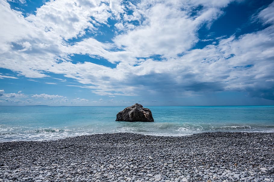 greece, hora sfakion, ocean, rock, beach, stone, sea, water, HD wallpaper