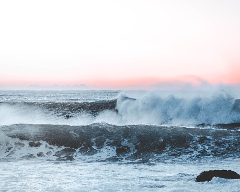 sea waves at daytime, crash, ocean, water, red, mist, surf, australia HD wallpaper