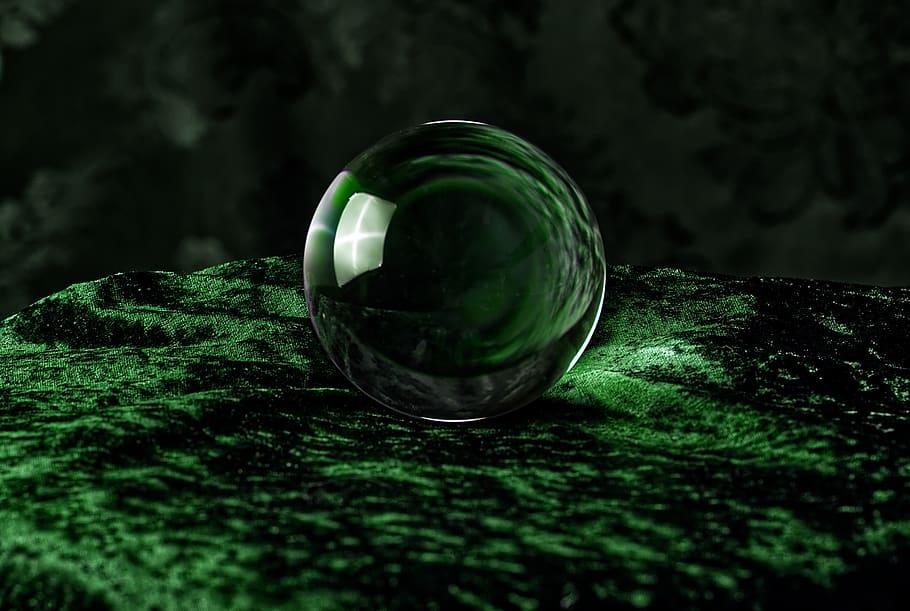 crystal ball-photography, lights, colorful, magic, green, glass - material, HD wallpaper