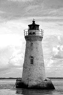 cockspur lighthouse, beacon, warning, nautical, ocean, river HD wallpaper