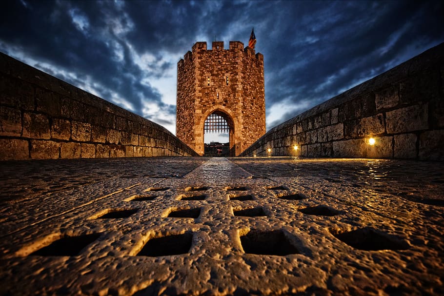 castle, medieval, night, sky, stone, landscape, europe, fortress HD wallpaper