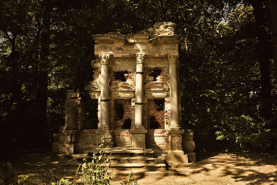 ruins, architecture, germany, temple, building, columns, romantic HD wallpaper