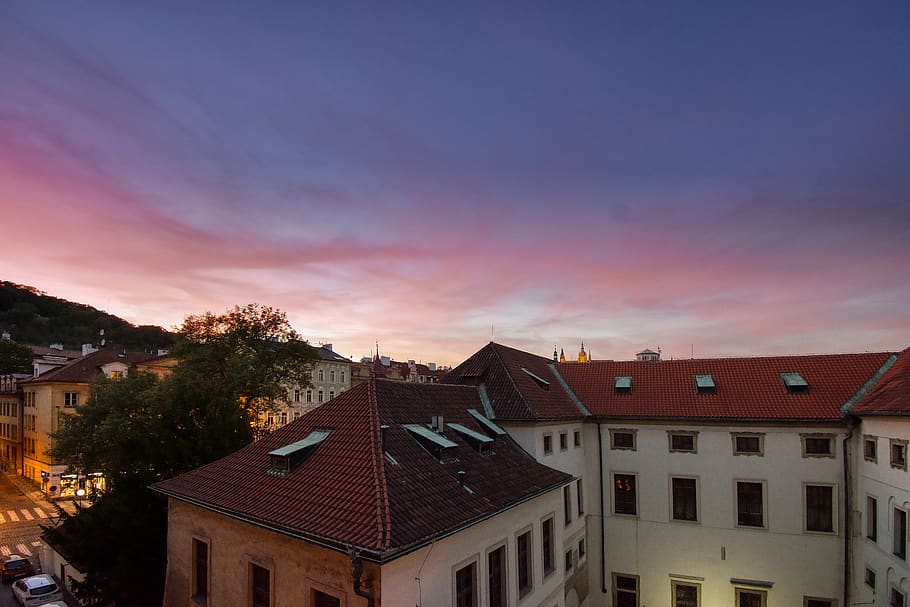 czechia, hellichova, prague, evening, sunset, architecture HD wallpaper
