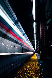 time lapse photography of train subway, platform, movement, light HD wallpaper
