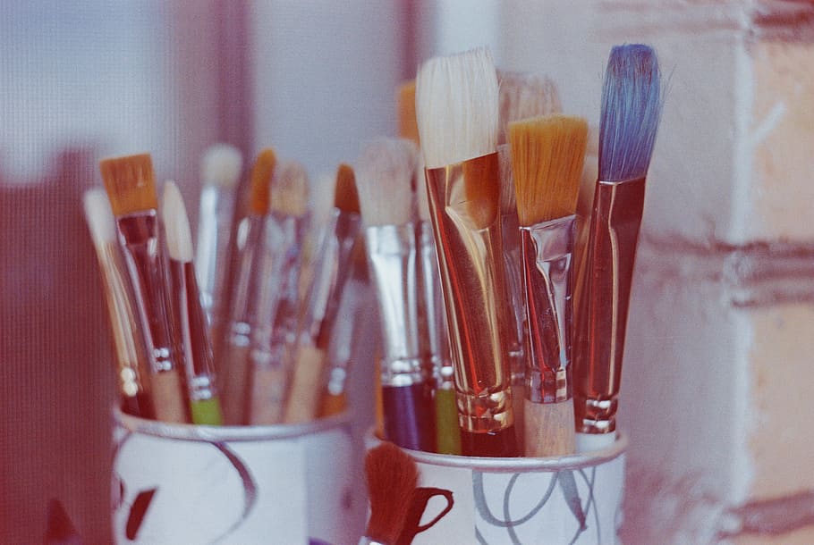 makeup brush lot, no people, large group of objects, paintbrush HD wallpaper