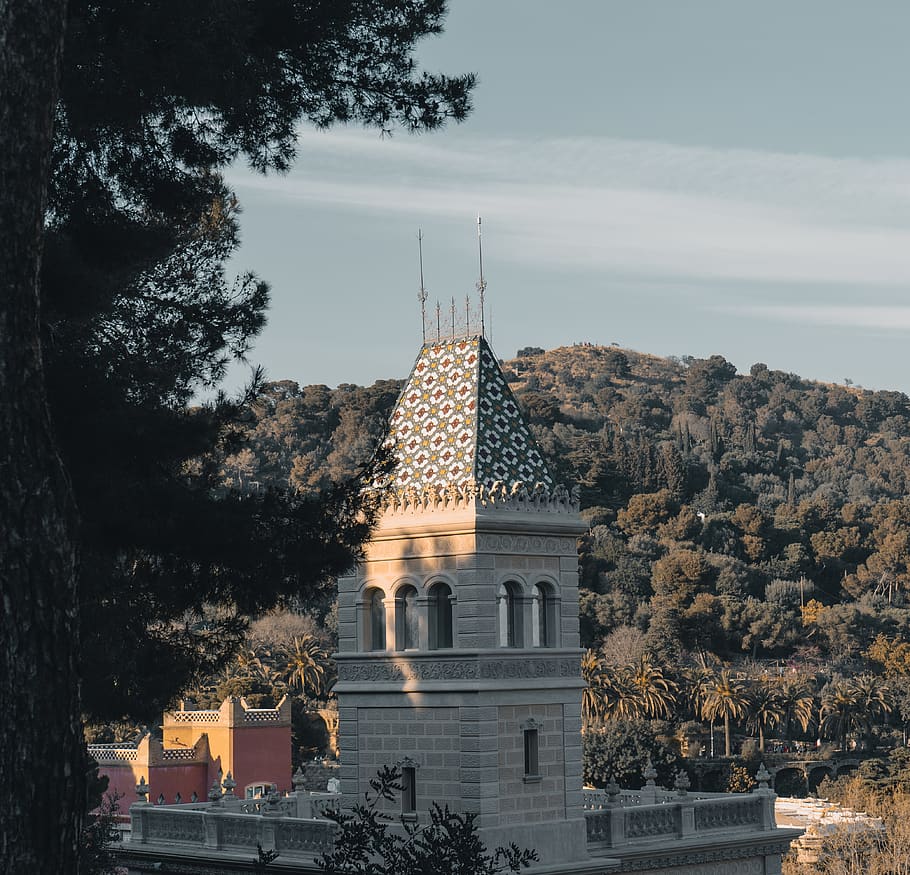 gray concrete castle, tower, spire, steeple, building, architecture HD wallpaper