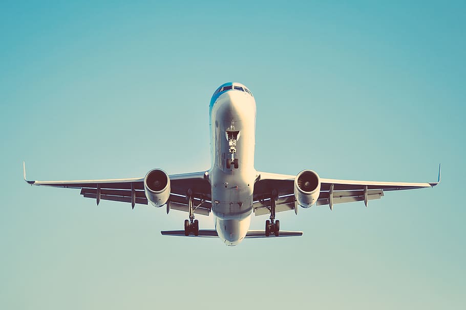 white airplane, aircraft, transportation, takeoff, greece, corfu HD wallpaper