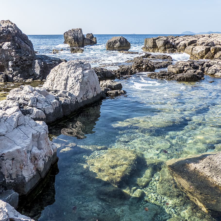 Rock Formation Near Sea, beach, coast, daylight, landscape, nature HD wallpaper