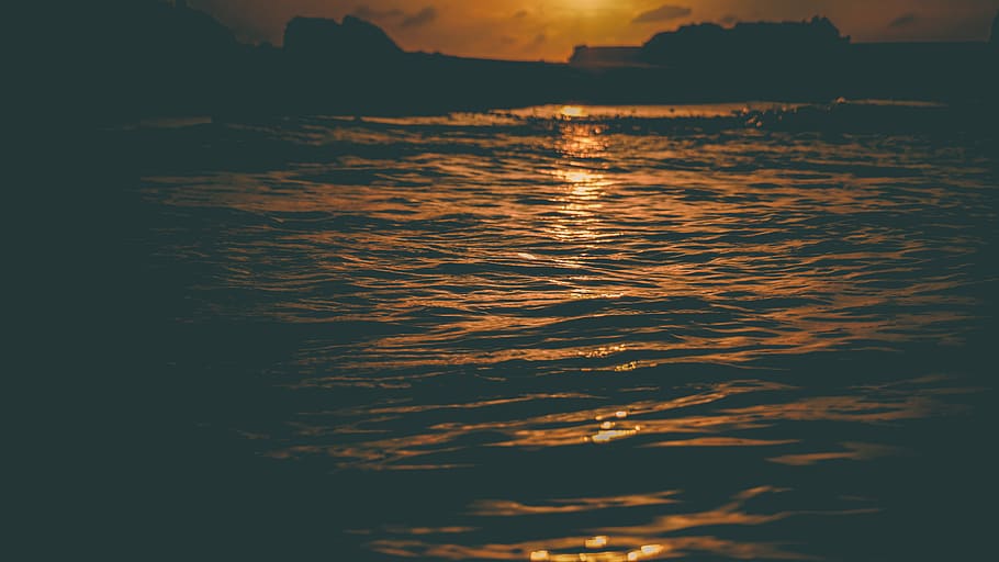 sunset, waves, seashore, beach, sunrise, nature, love, water HD wallpaper