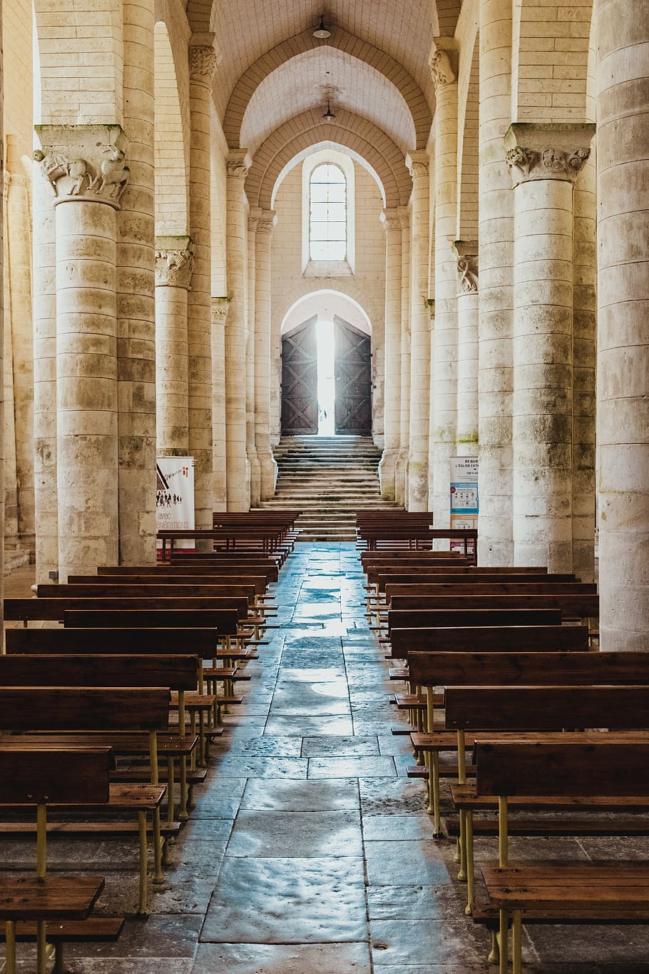 white and brown chapel, aisle, indoors, bench, arch, arched, architecture, HD wallpaper