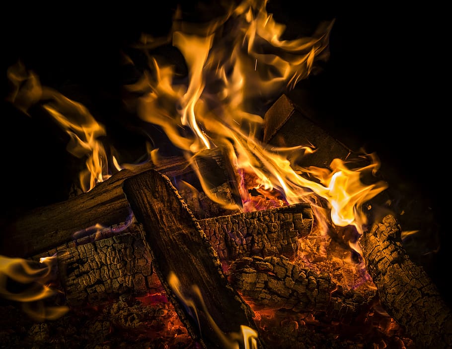 bonfire lit wallpaper, burning, flame, fire - natural phenomenon HD wallpaper