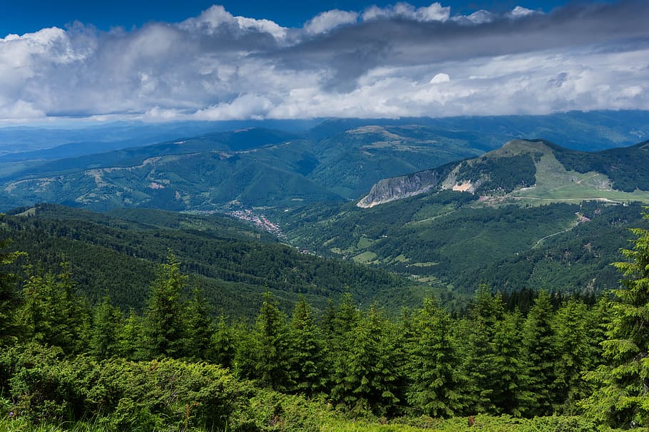 Green Mountains, daylight, from above, landscape, mountain range HD wallpaper