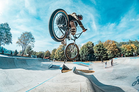 person riding bicycle, wheel, machine, bike, human, transportation HD wallpaper