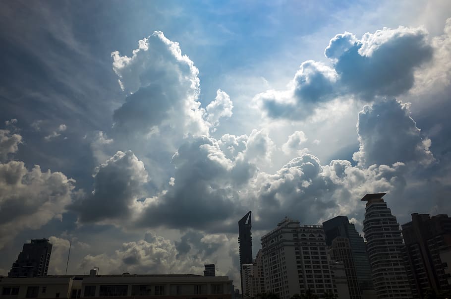 clear, cloud, sky, thailand, bangkok, cloud - sky, built structure HD wallpaper