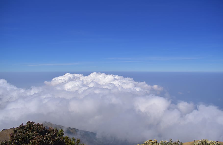 clouds, mountain peak, landscape, travel, adventure, sky, beauty in nature HD wallpaper