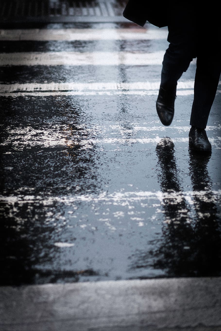 people, walking, rain, wet, road, street, water, low section HD wallpaper
