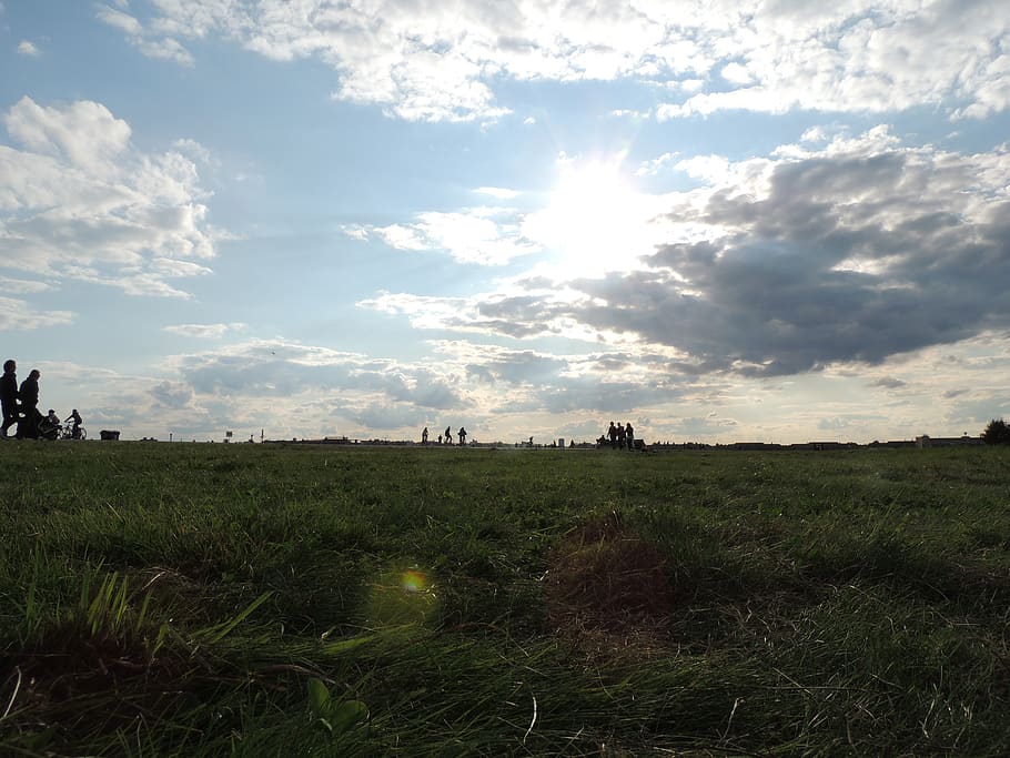 berlin, tempelhof, germany, landscape, airport, cloudy, cloud - sky, HD wallpaper