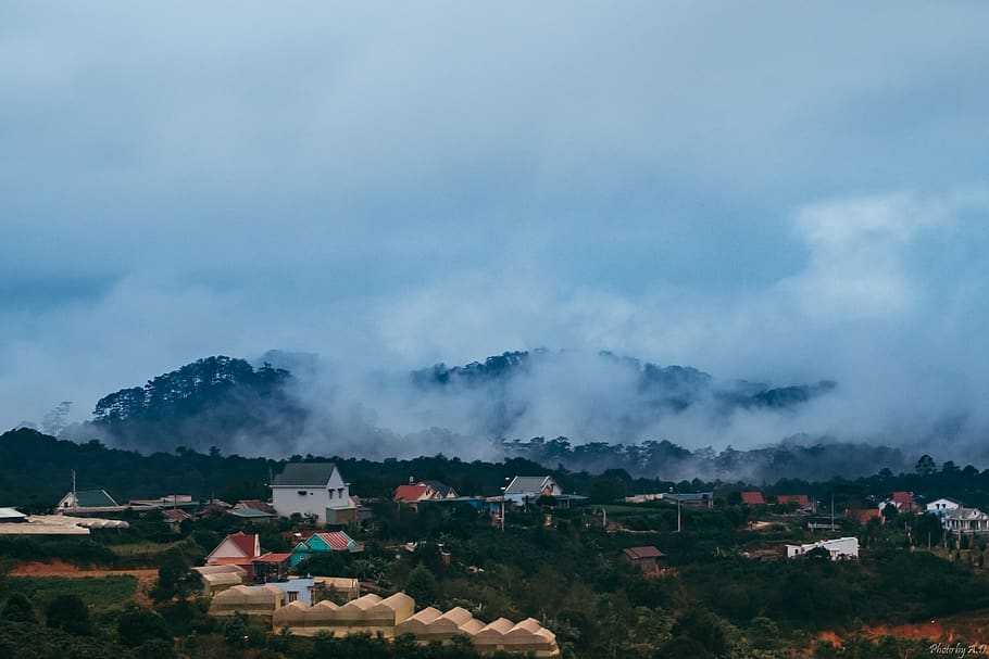 vietnam, dalat, moutain, clouds, sky, valley, green, da lat